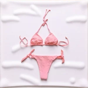 Biquini Cortininha Com Bojo Conjunto Praia Verao Calcinha De Amarrar Feminino Poliamida P M G GG