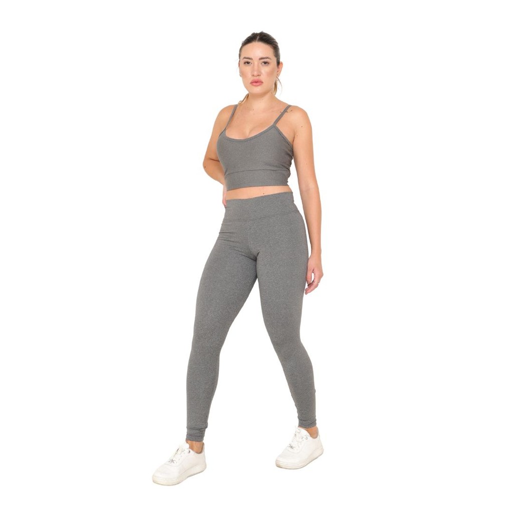 Calça Legging Cinza Feminina Suplex Premium Academia Treino