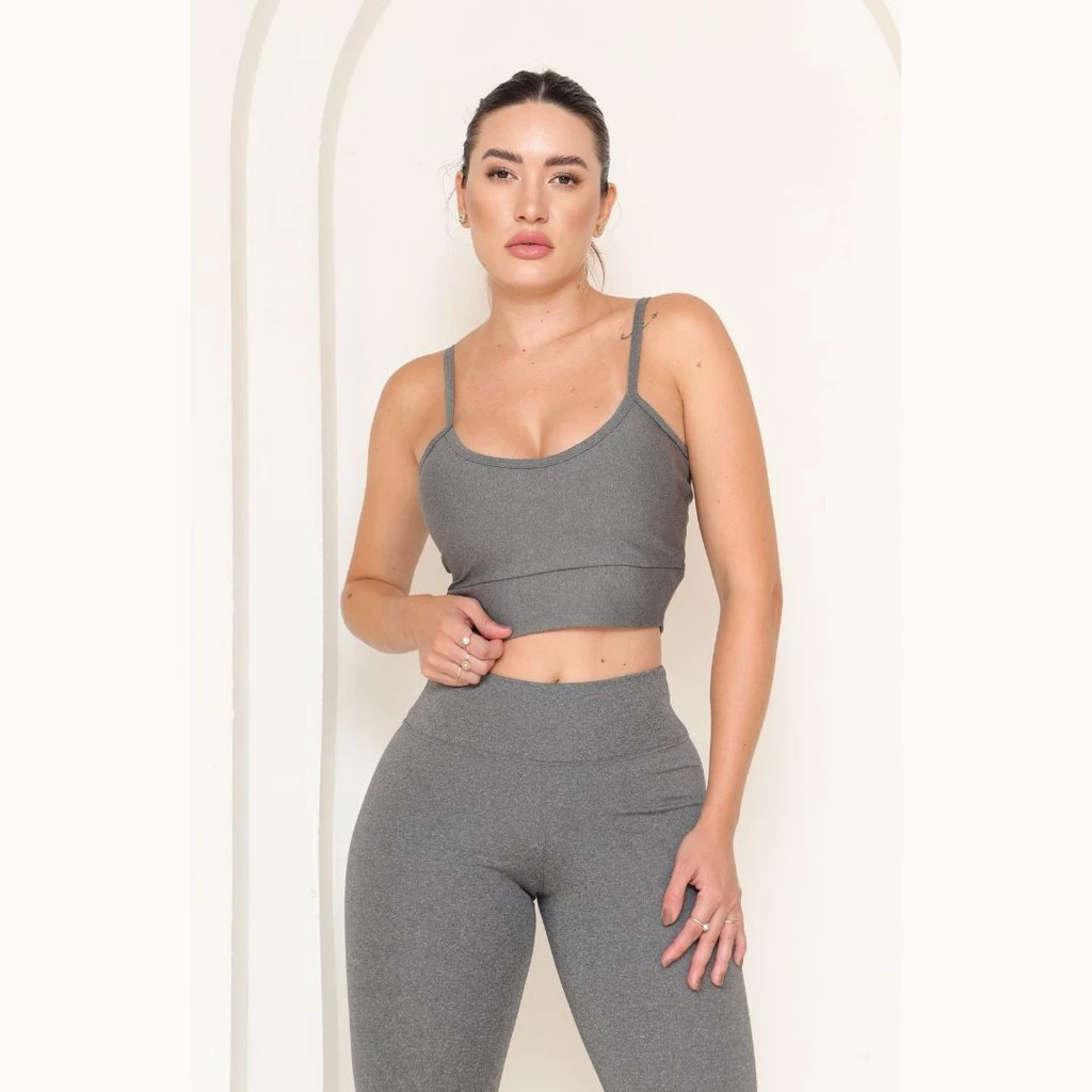 Calça Legging Cinza Feminina Suplex Premium Academia Treino