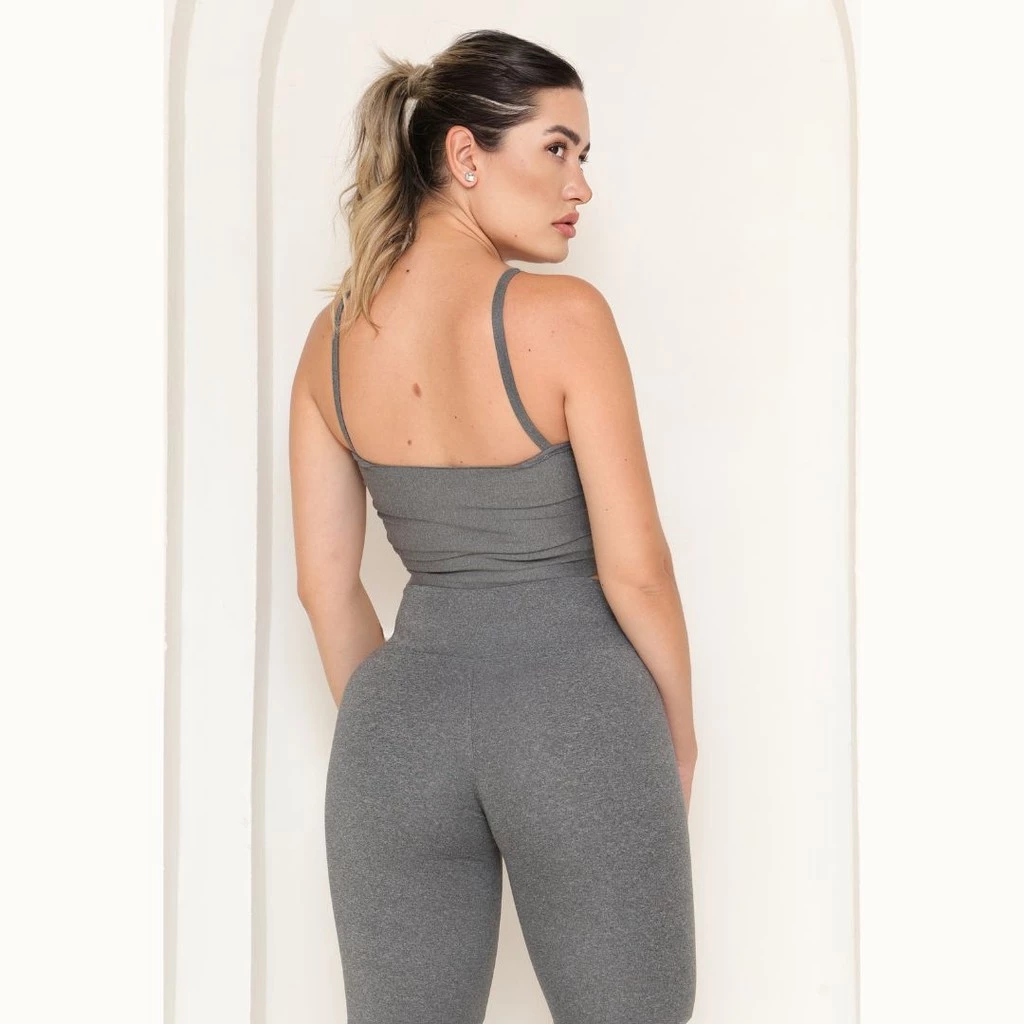 Calça Legging Cinza Feminina Suplex Premium Academia Treino