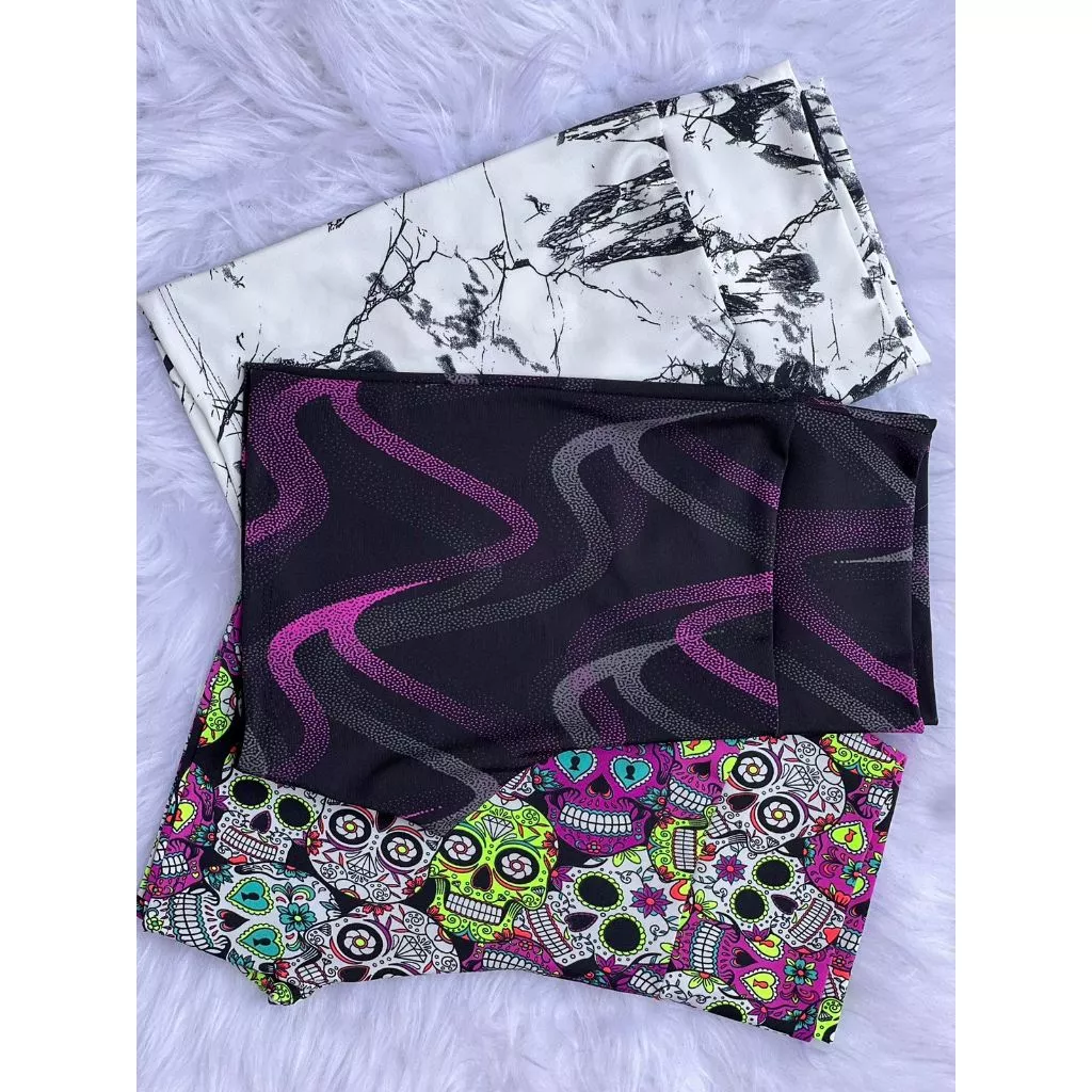 Kit 10 Shorts Feminino Fitness Estampado Liso Variados Academia Yoga Caminhada Antiodor Cintura Alta