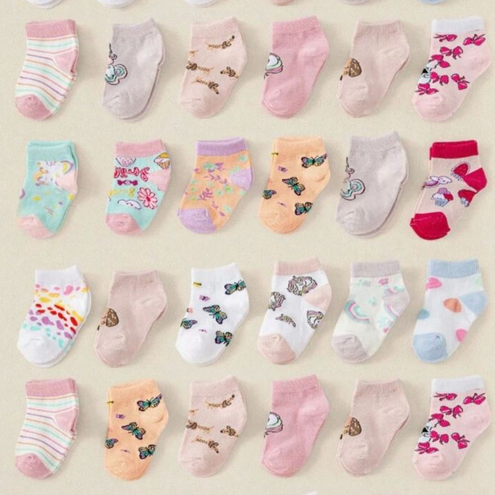 Kit 12 Pares de Meia Infantil Estampas Variadas Crianca Bebe