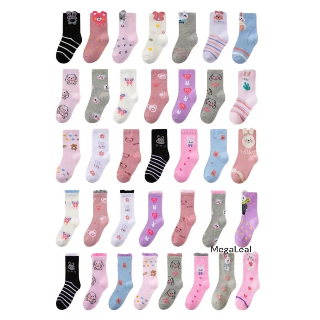 Kit 12 Pares de Meia Infantil Estampas Variadas Crianca Bebe