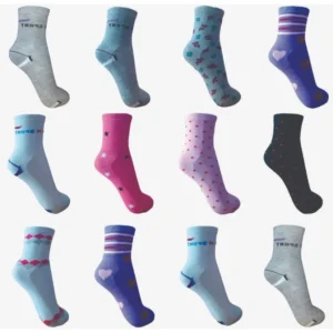 Kit 12 Pares de Meias Feminino Estampas Variadas Soquete Cano Curto Adulto 34 ao 40 Feminina