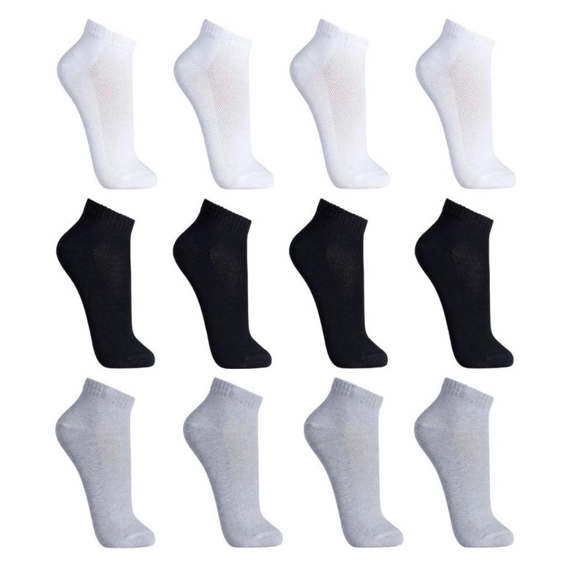 Kit 12 Pares Soquete Unissex Cano Curto Lisa Masculino Feminina Super Macio Confortavel
