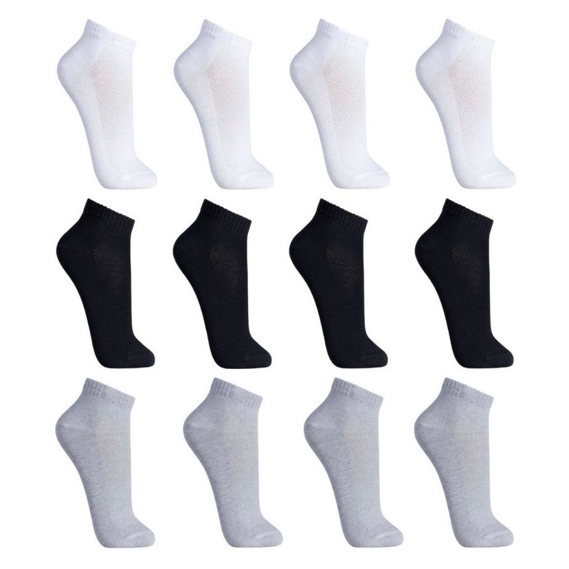 Kit 12 Pares Soquete Unissex Cano Curto Lisa Masculino Feminina Super Macio Confortavel