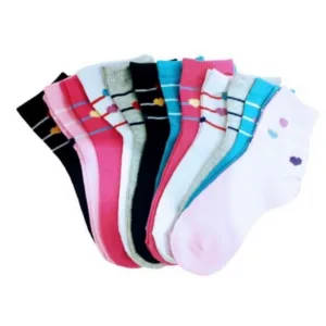 Kit 12 Pares de Meias Feminino Estampas Variadas Soquete Cano Curto Adulto 34 ao 40 Feminina