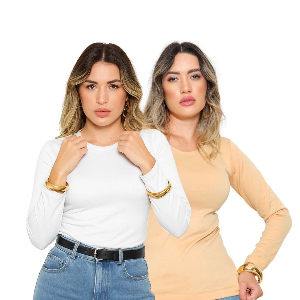 Kit 2 Blusa Feminina Térmica Quentinha Forrada Inverno