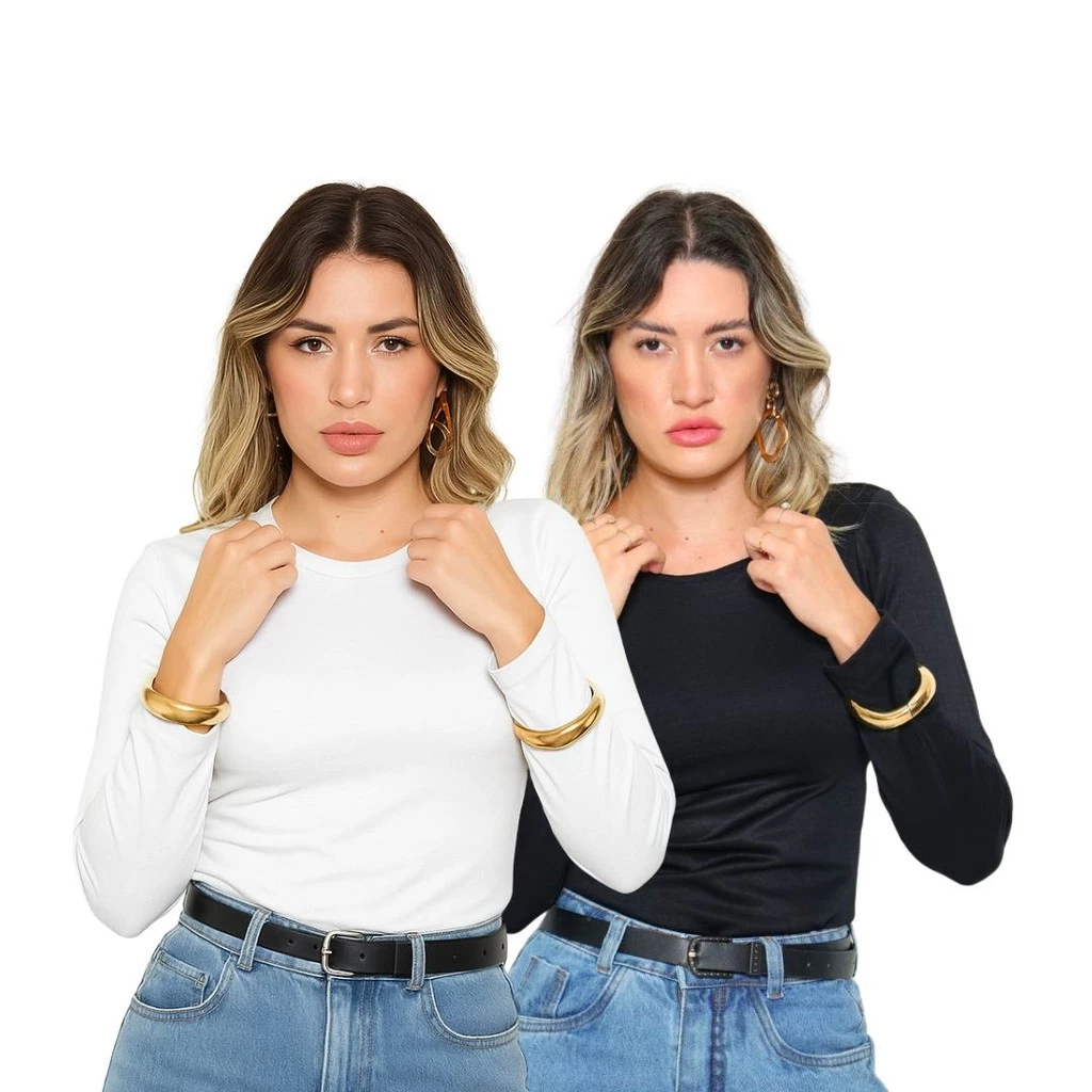 Kit 2 Blusa Feminina Térmica Quentinha Forrada Inverno