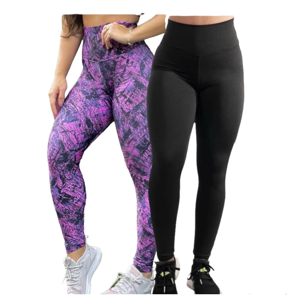 Kit 2 Calça LEG Leggings Moda Fitness Suplex Academia Super Confortáve Antiodor Yoga Feminina