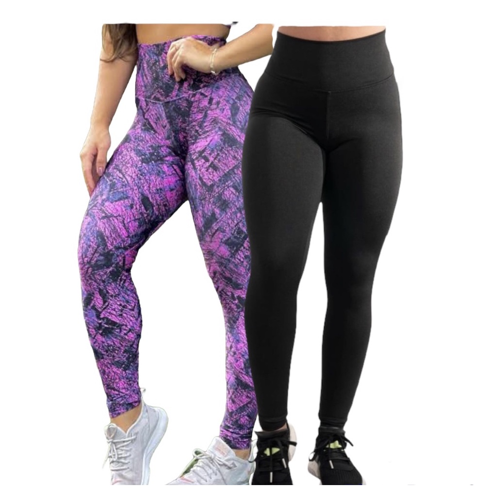 Kit 2 Calça LEG Leggings Moda Fitness Suplex Academia Super Confortáve Antiodor Yoga Feminina