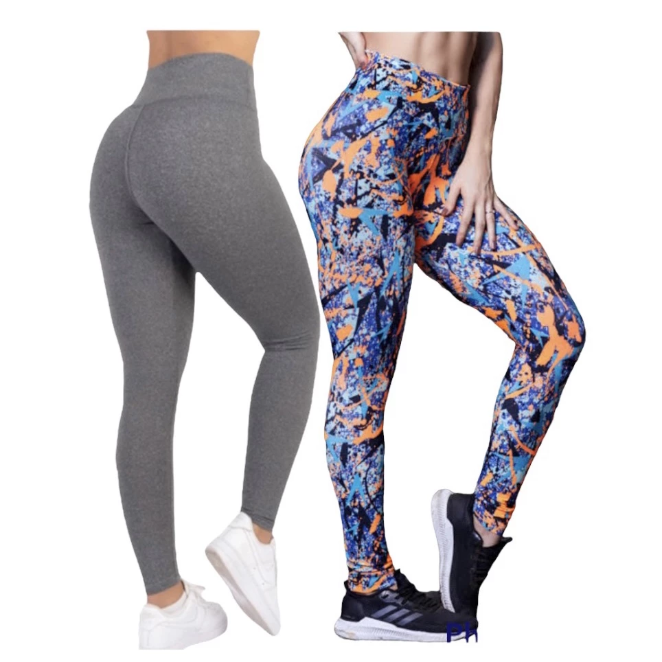 Kit 2 Calça LEG Leggings Moda Fitness Suplex Academia Super Confortáve Antiodor Yoga Feminina