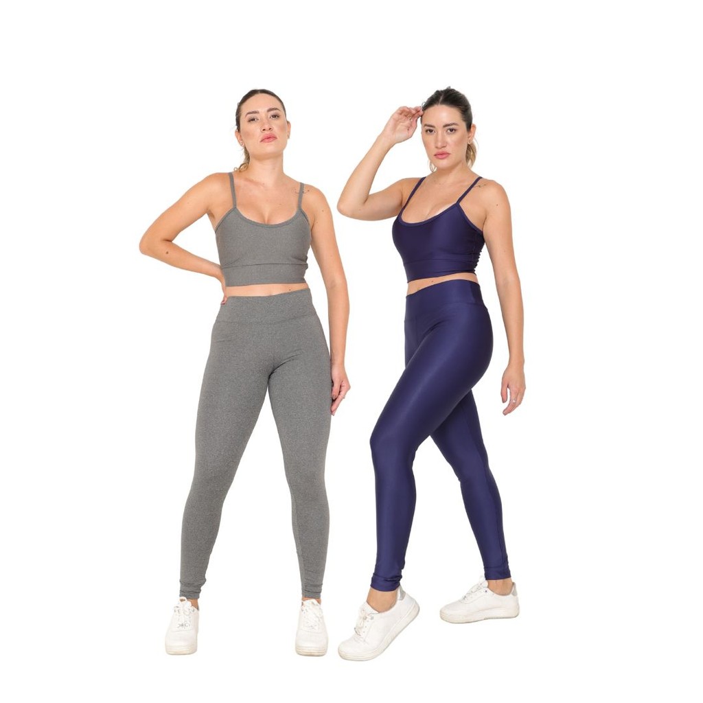 Kit 2 Calça Legging Academia Feminina Suplex Premium Fitness