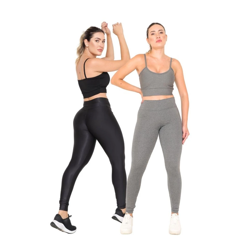 Kit 2 Calça Legging Academia Feminina Suplex Premium Fitness