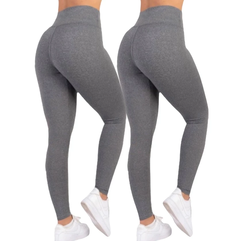 Kit 2 Leggings Fitness Cintura Alta Suplex Calça Confortável Academia Esportiva Casual Antiodor