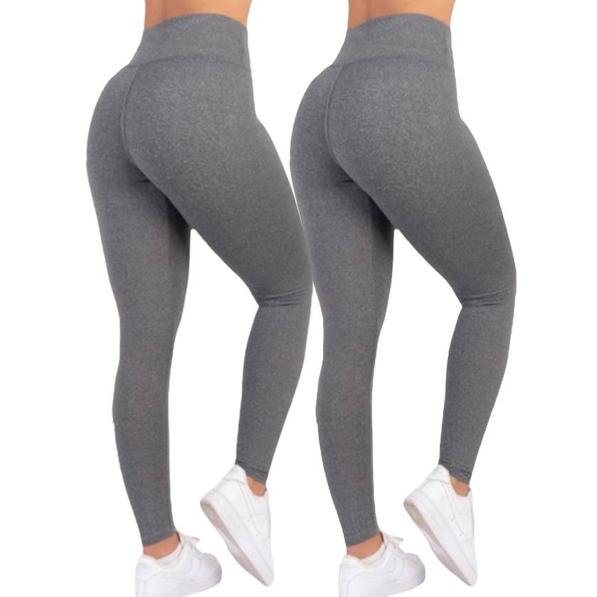 Kit 2 Leggings Fitness Cintura Alta Suplex Calça Confortável Academia Esportiva Casual Antiodor
