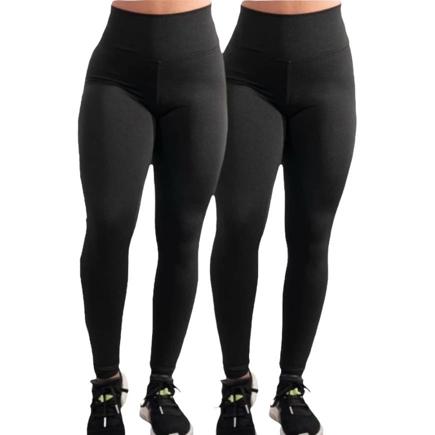 Kit 2 Leggings Fitness Cintura Alta Suplex Calça Confortável Academia Esportiva Casual Antiodor