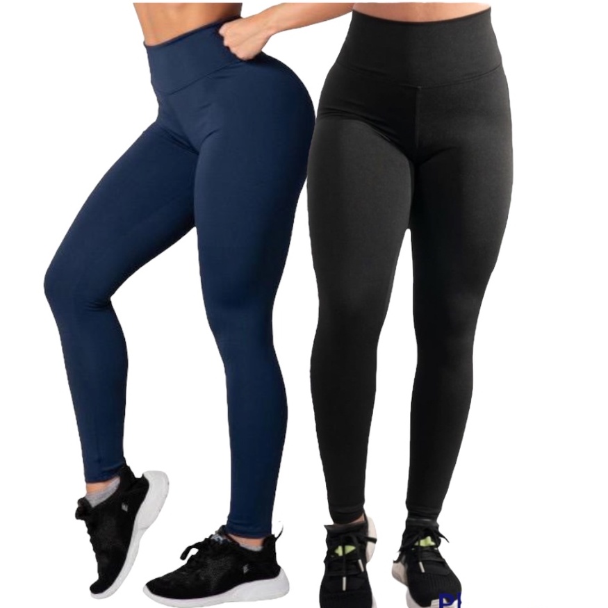 Kit 2 Leggings Fitness Cintura Alta Suplex Calça Confortável Academia Esportiva Casual Antiodor