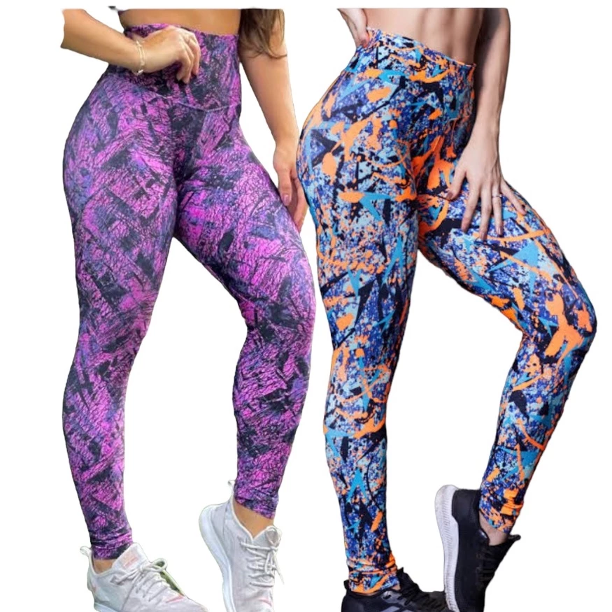 Kit 2 Leggings Fitness Cintura Alta Suplex Calça Confortável Academia Esportiva Casual Antiodor