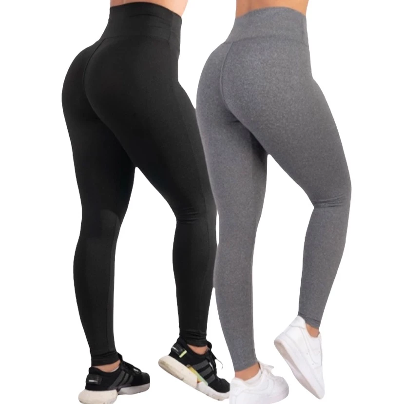 Kit 2 Leggings Fitness Cintura Alta Suplex Calça Confortável Academia Esportiva Casual Antiodor