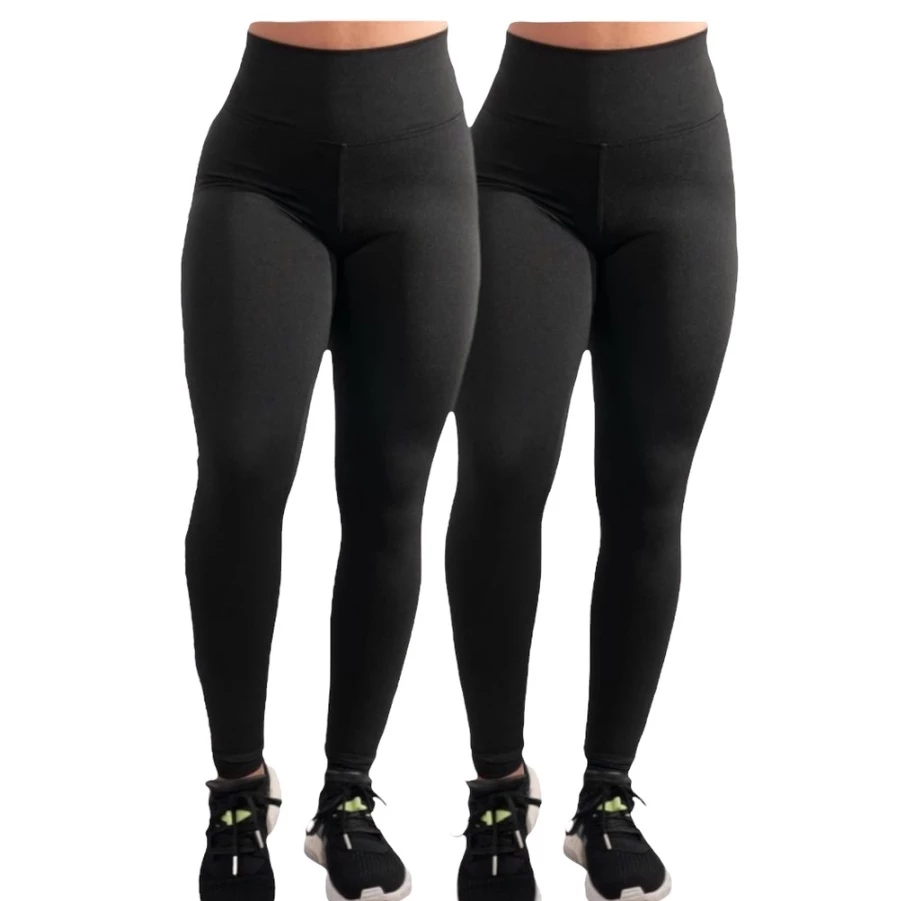 Kit 2 Leggings Fitness Cintura Alta Suplex Calça Confortável Academia Esportiva Casual Antiodor