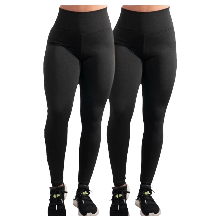 Kit 2 Leggings Fitness Cintura Alta Suplex Calça Confortável Academia Esportiva Casual Antiodor