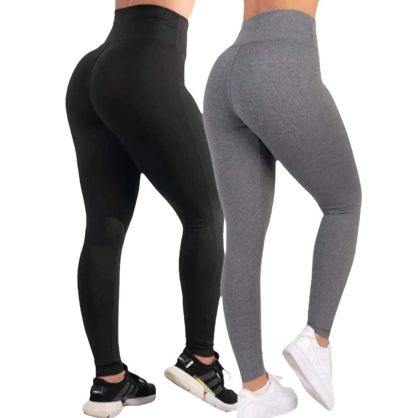 Kit 2 Leggings Fitness Cintura Alta Suplex Calça Confortável Academia Esportiva Casual Antiodor