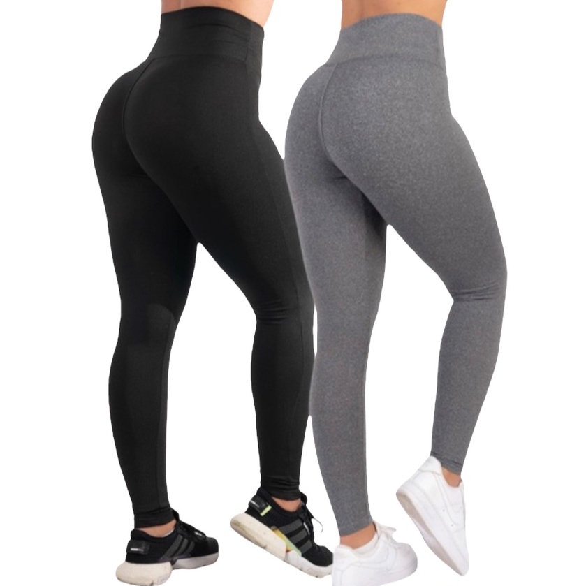Kit 2 Leggings Fitness Cintura Alta Suplex Calça Confortável Academia Esportiva Casual Antiodor