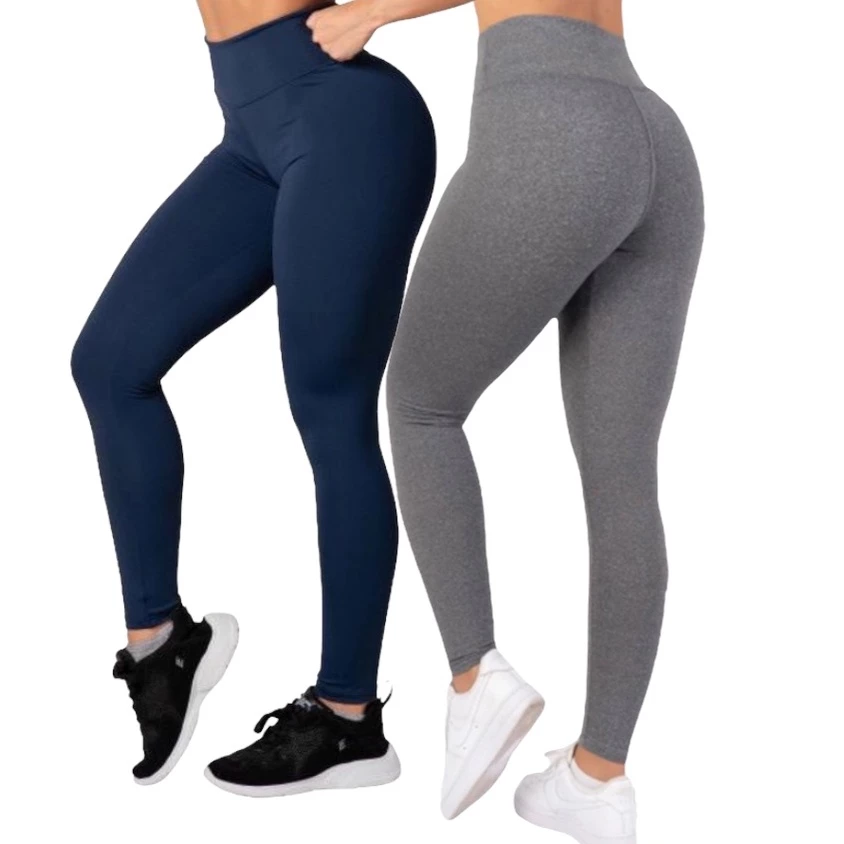 Kit 2 Leggings Fitness Cintura Alta Suplex Calça Confortável Academia Esportiva Casual Antiodor