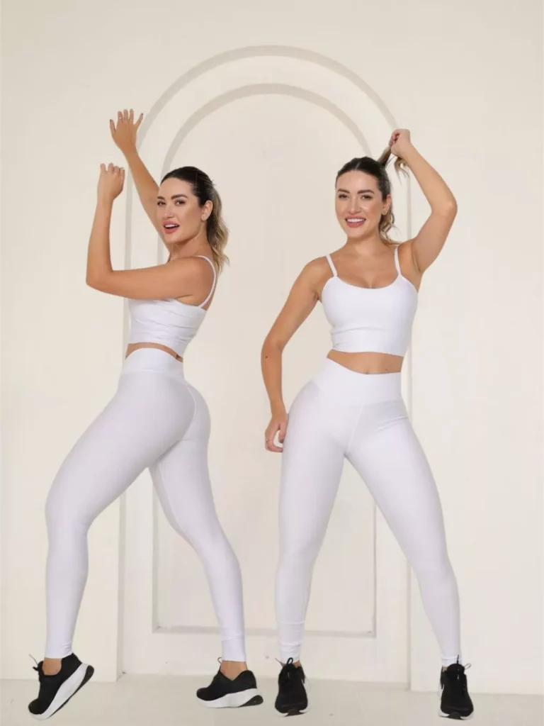 Kit 2 Leggings Suplex Calca Branca Feminina Trabalho Enfermagem Cos Alto