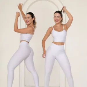 Kit 2 Leggings Suplex Calca Branca Feminina Trabalho Enfermagem Cos Alto