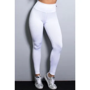 Leggings Feminina Suplex Branco Cós Alto Lisa Academia Sem Cheiro Calça Crossfit Esportiva Sem Marca