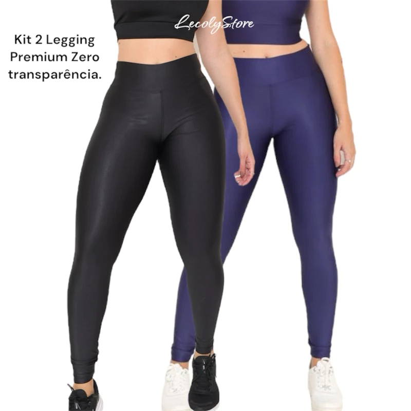 Kit 2 Leggings Suplex Fitness Cintura Alta Calça Ideal para Trabalho Academia Passeio Yoga Casual