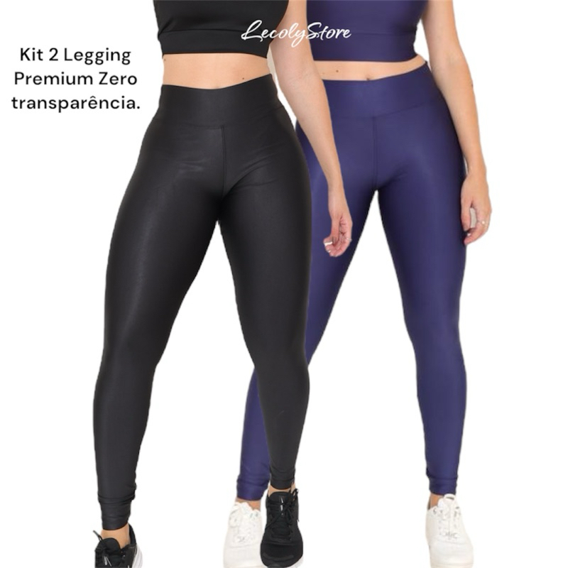 Kit 2 Leggings Suplex Fitness Cintura Alta Calça Ideal para Trabalho Academia Passeio Yoga Casual