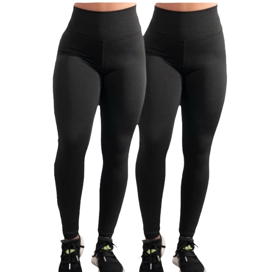 Kit 2 Leggings Suplex Fitness Cintura Alta Calça Ideal para Trabalho Academia Passeio Yoga Casual