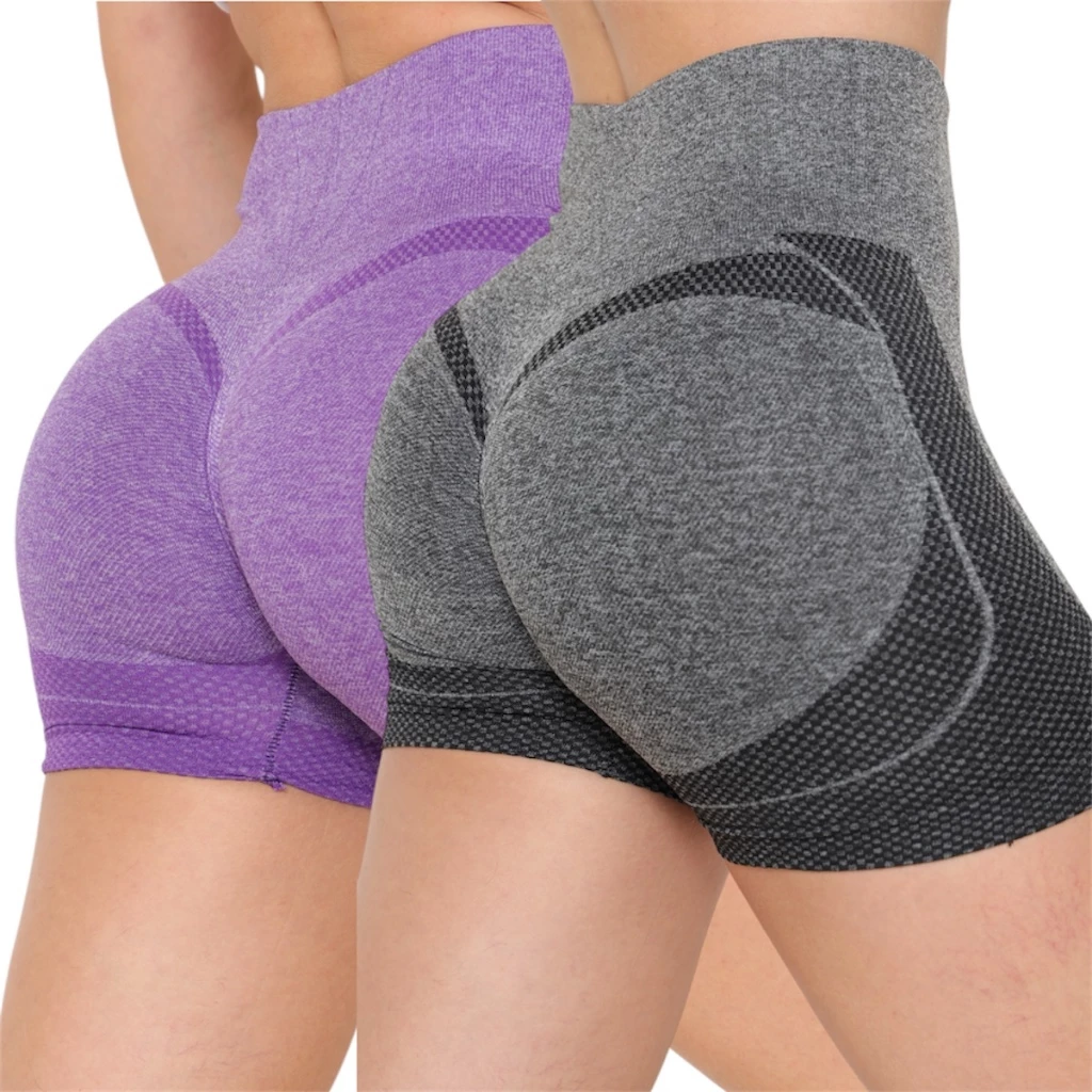 Kit 2 Short Academia Levanta Empina Bumbum Cós Alto Fitness