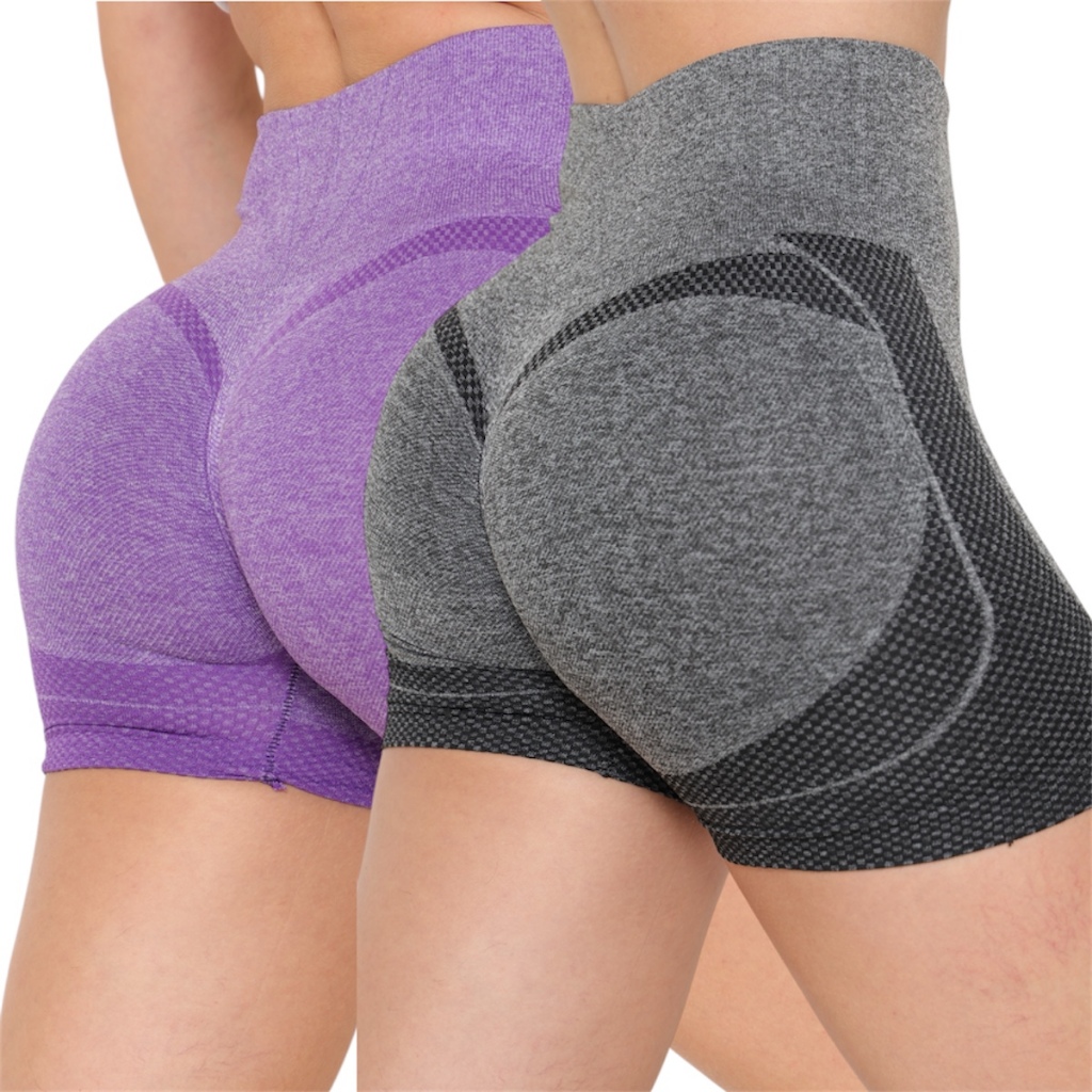 Kit 2 Short Academia Levanta Empina Bumbum Cós Alto Fitness