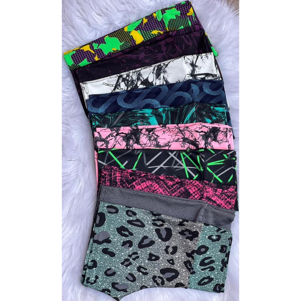 Kit 3 Shortinho Feminino Estampado Premium Meia Coxa Caminhada Academia Yoga Pilates Casual