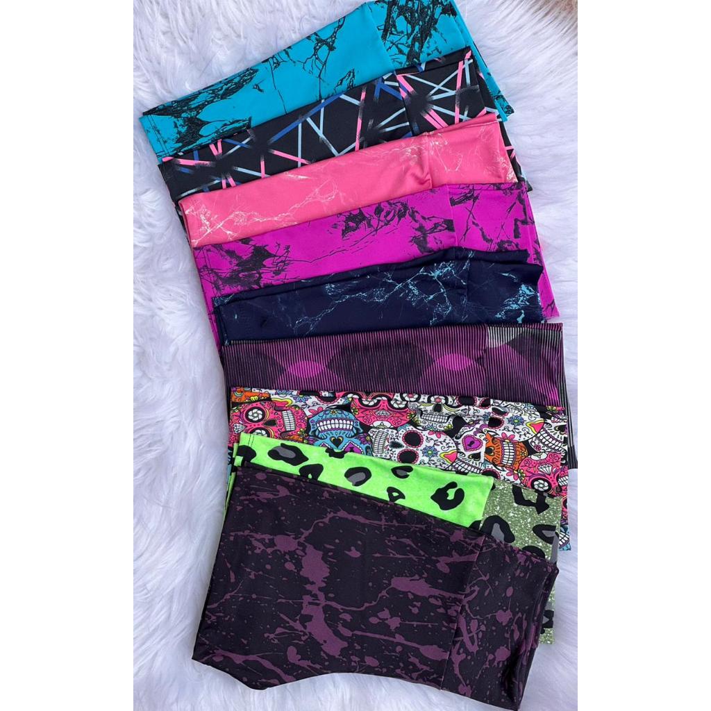 Kit 3 Shortinho Feminino Estampado Premium Meia Coxa Caminhada Academia Yoga Pilates Casual