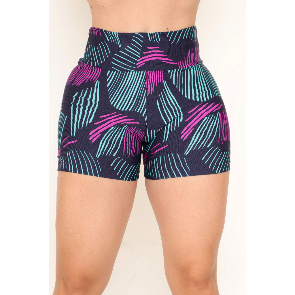 Kit 5 Shorts Curto Estampado Antiodor Academia Feminino Esportivo Fitness Yoga Feminina Cintura Alta