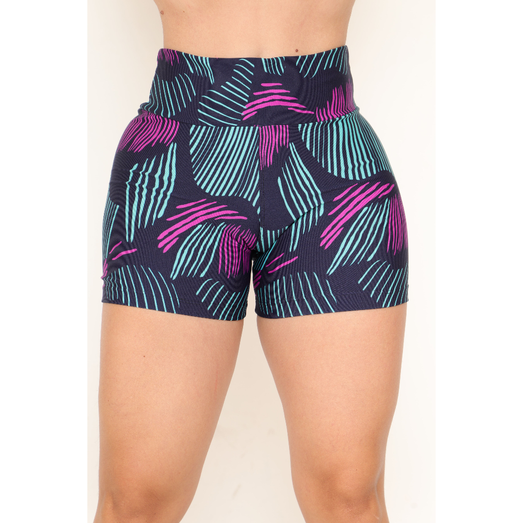 Kit 5 Shorts Curto Estampado Antiodor Academia Feminino Esportivo Fitness Yoga Feminina Cintura Alta