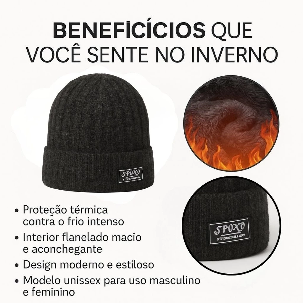 Touca Frio Masculina Forrada Lã Quente Gorro Inverno Aquece