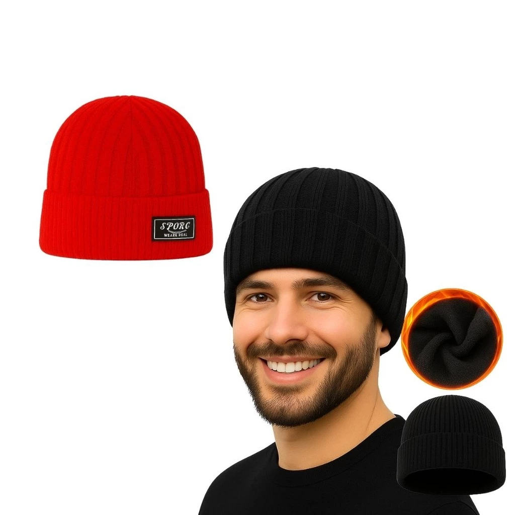Kit 2 Touca Frio Masculina Forrada Lã Quente Gorro Aquece