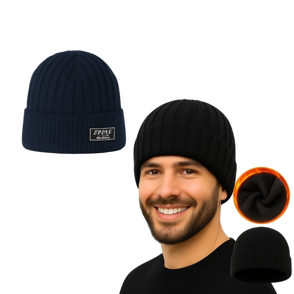 Kit 2 Touca Frio Masculina Forrada Lã Quente Gorro Aquece