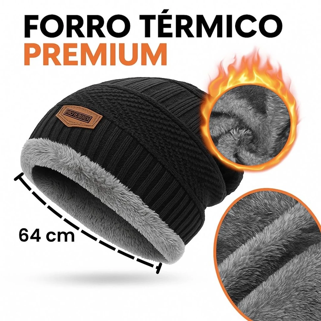 Touca Gorro Forrada Lã Quente Masculino Térmica Inverno Frio