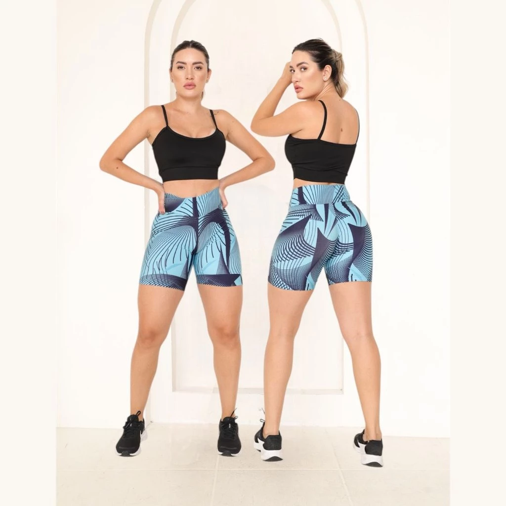 Kit 3 Bermuda Estampada Feminina Suplex Premium Academia