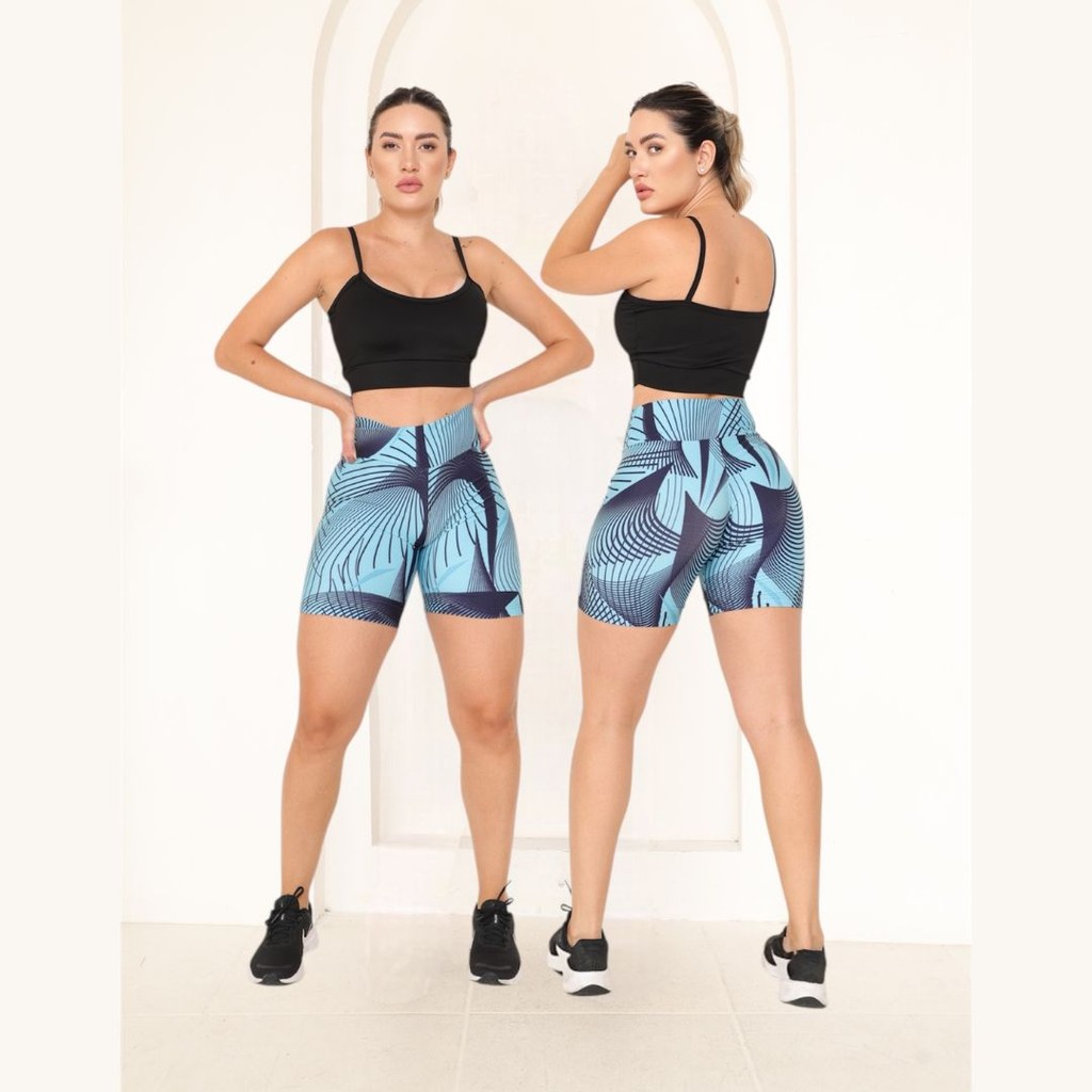 Kit 3 Bermuda Estampada Feminina Suplex Premium Academia
