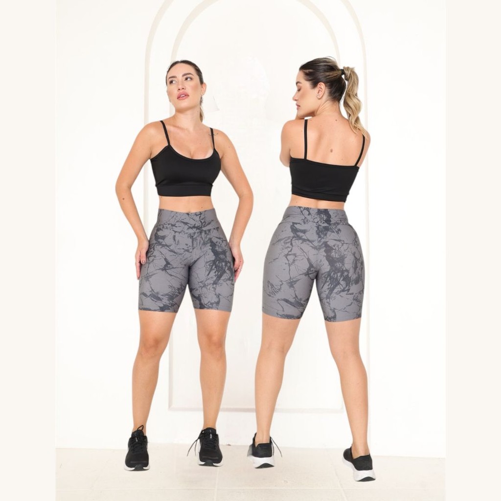 Kit 3 Bermuda Estampada Feminina Suplex Premium Academia