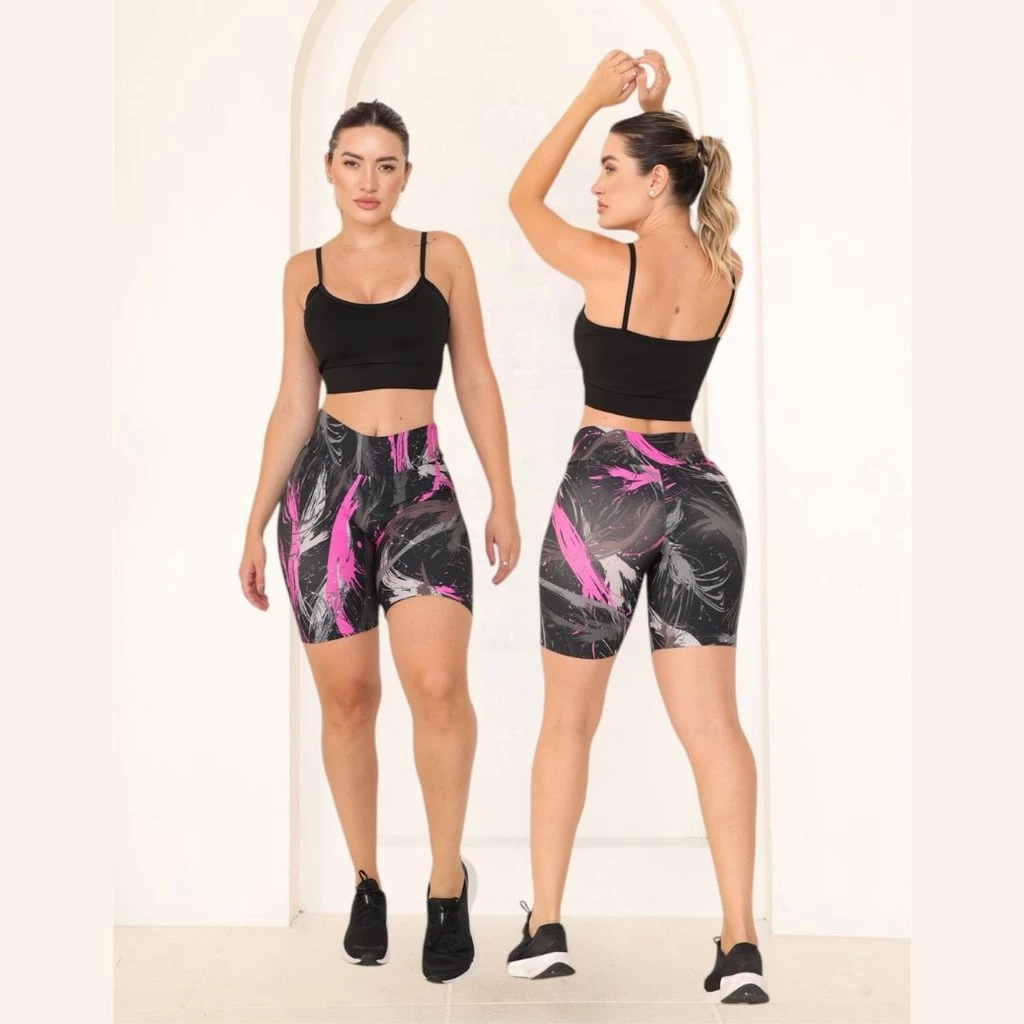 Kit 3 Bermuda Estampada Feminina Suplex Premium Academia