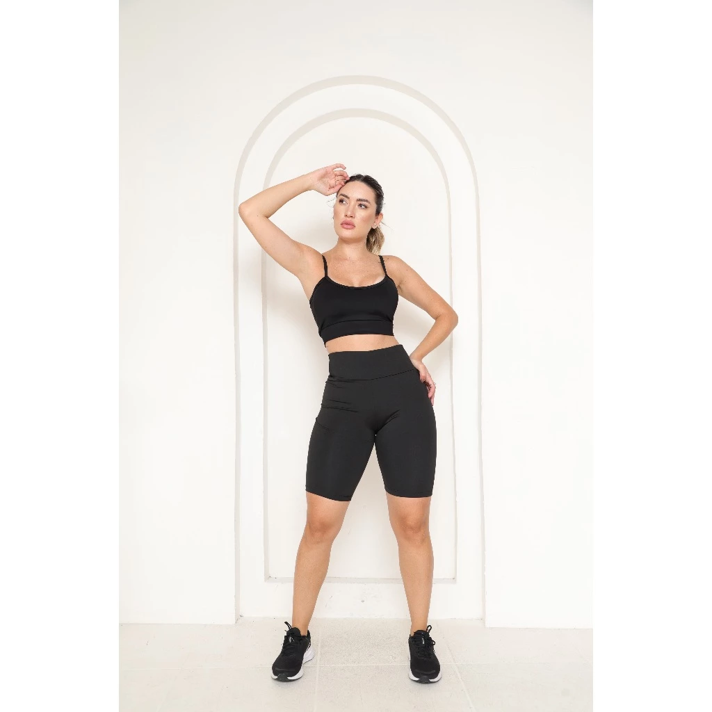 Kit 3 Bermuda Short Feminina Academia Ciclista Caminhada Cintura Alta Feminino Esportivo Fitness